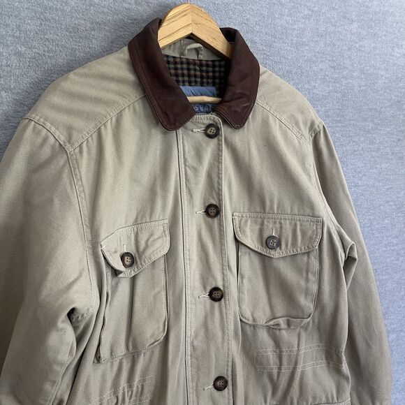 Kings Bay Leather Collared Chore Jacket Womens M Hunting Safari Barn Utility Vtg - Picture 3 of 16